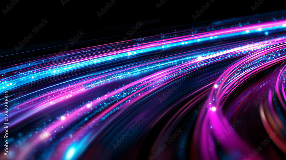 Poster vibrant bokeh background with dynamic light trails for digital design