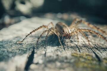 Closeup Insect on Wood Stump