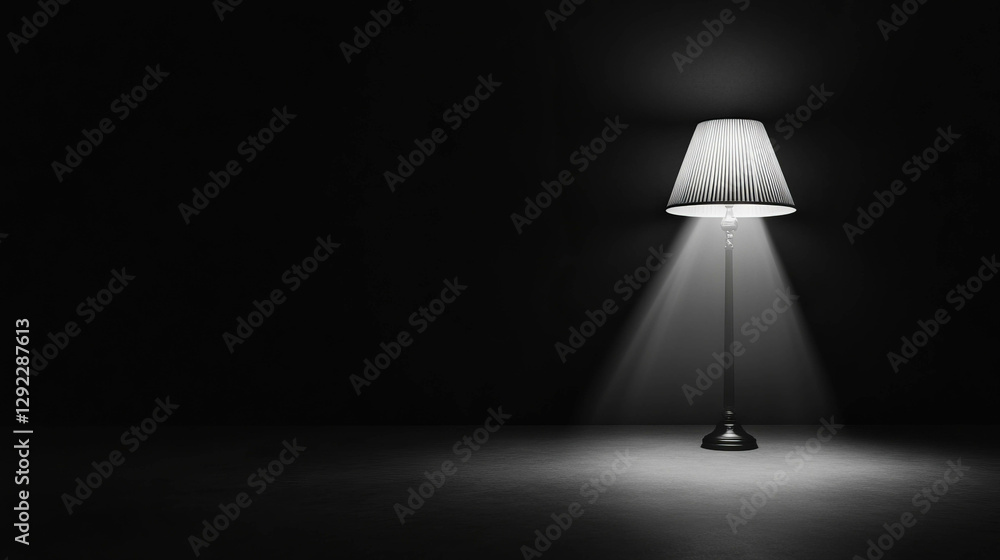 Aufkleber conceptual serenity: lamp emitting soft white light in dark minimalistic setting
