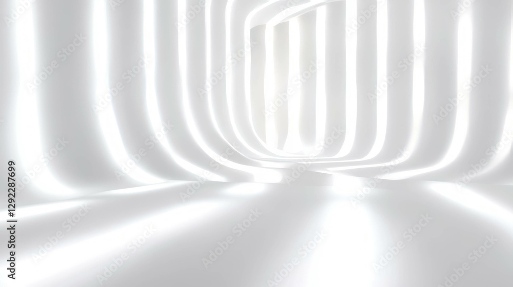 Aufkleber minimalistic white spotlight background with abstract curved architecture for modern design