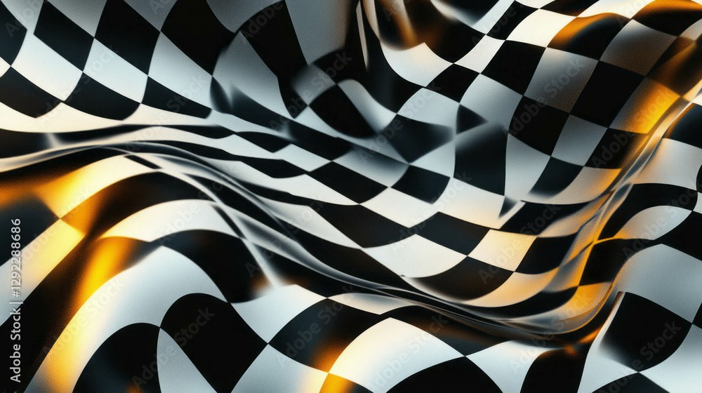 Poster abstract checkerboard pattern with dynamic squiggles for creative design