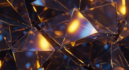 Fototapeta premium Abstract shattered glass effect with dynamic light reflections and depth