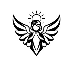 Simple, graphic angel icon with wings.