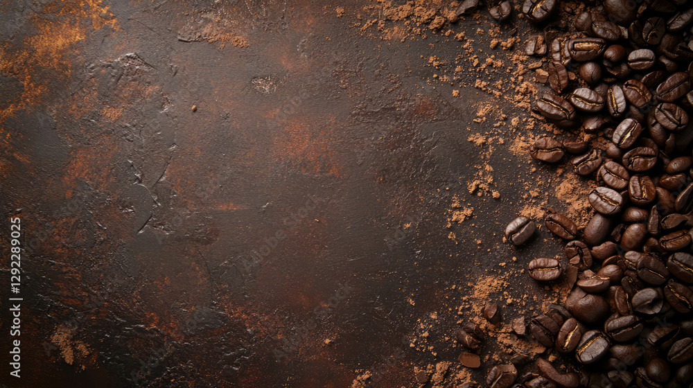 Aufkleber rustic coffee bean background with textured surface for designs and print