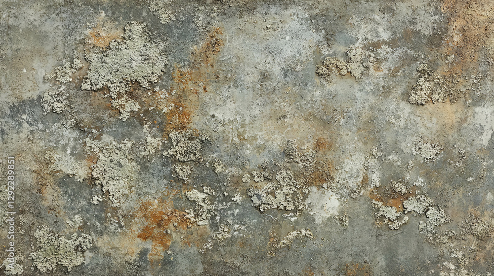 Poster textured concrete surface with moss and lichen patterns for nature and urban design