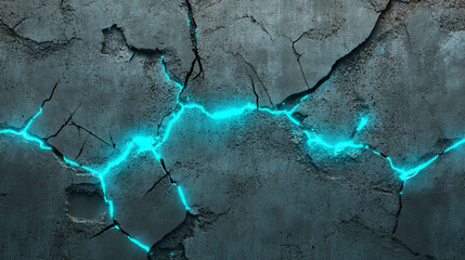 Futuristic concrete texture with illuminated cracks for creative design and background concepts