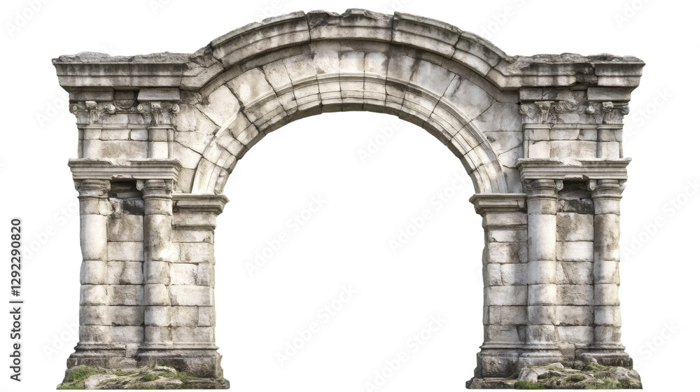 Poster Old roman arch with columns and transparent background, perfect for photo editing and history projects