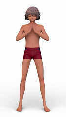 ハーフパンツの男性　3DCGレンダリング