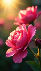 Fototapeta premium Vibrant blooms bathed in sunlight, petals unfurling , day, picture