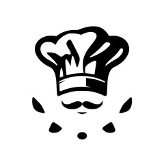 **Simple illustration of a chef's hat and mustache forming a face**