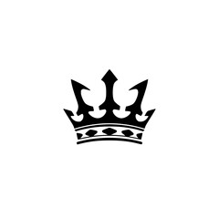 Black Silhouette Crown Against White Background, Minimalist Design.