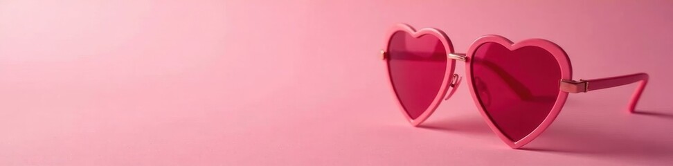 Red heart sunglasses, summer kiss, pink background, pretty, stylish