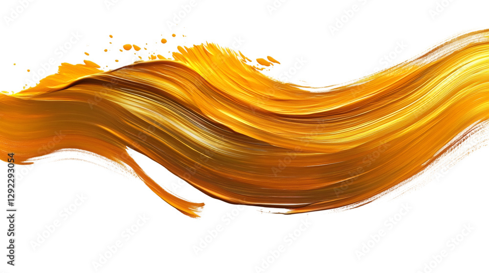 Fototapete Wavy golden brush stroke creating an artistic and elegant design element, isolated on transparent background