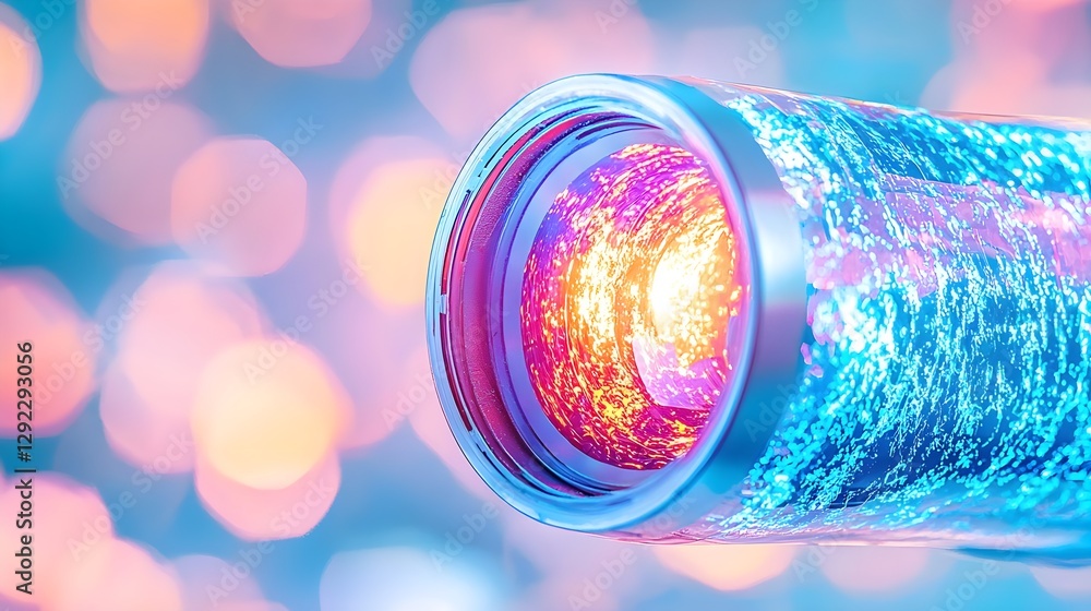 Poster stunning-close-up-of-a-vibrant-stream-of-colorful-lights-through-a-clear-tube-surrounded-by-shimmeri