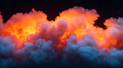 Dramatic scene with dark smoke and fiery atmosphere for creative backgrounds