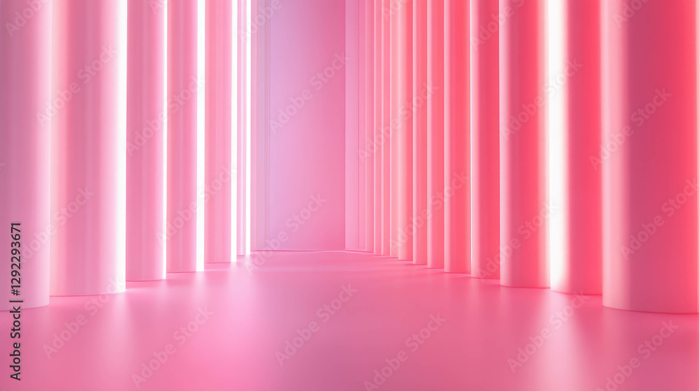 Poster delicate pink light background with vertical columns for modern design
