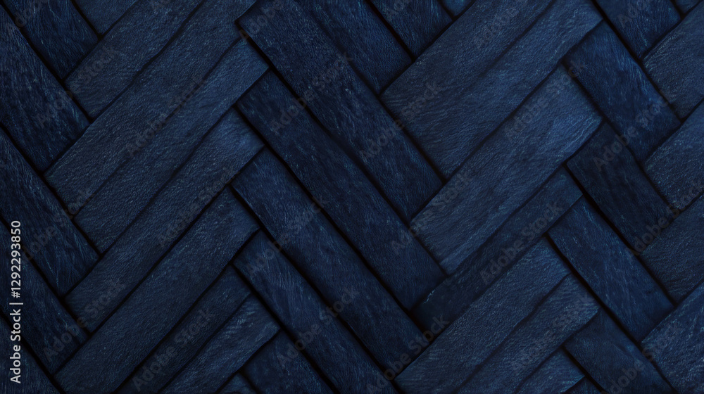 Poster dark blue denim background with herringbone pattern for textiles and design