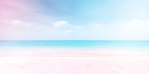 Pastel Beach Scene, Calm Ocean, Clouds
