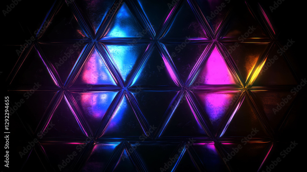 Poster vibrant geometric pattern background with triangular symmetry in digital art design