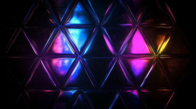 Vibrant geometric pattern background with triangular symmetry in digital art design