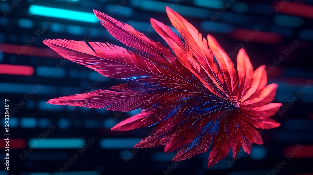Poster vibrant-colorful-digital-feather-design-with-neon-patterns-and-abstract-background-for-creative-proj