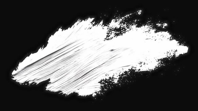 Animated white brush strokes on a black background, abstract artistic motion with dynamic paint textures