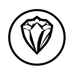 Diamond-Shaped emblem with black outline, enclosed in a circle on a white background.