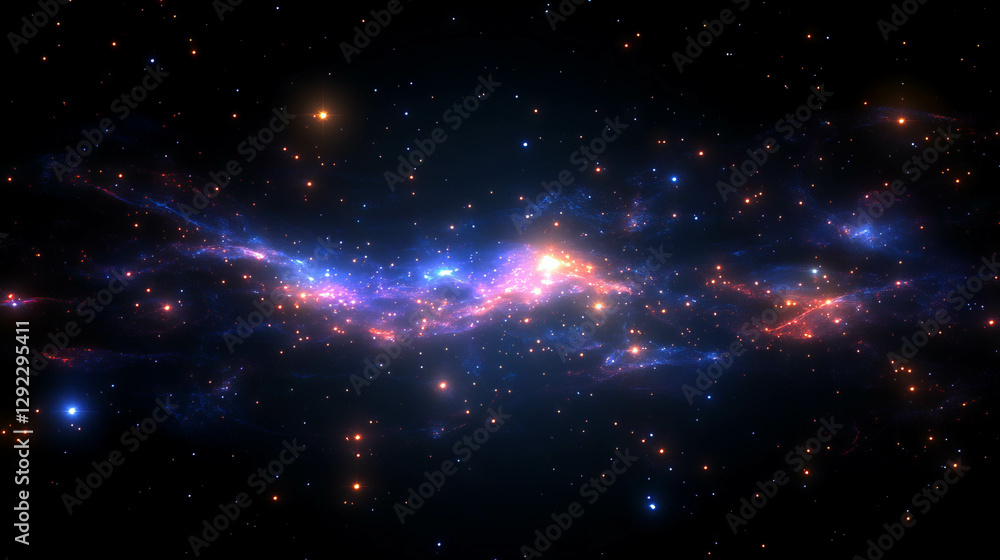 Poster cosmic nebula and star cluster in deep space
