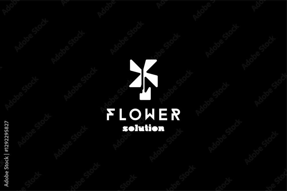 Poster template logo design solution with simple flower image