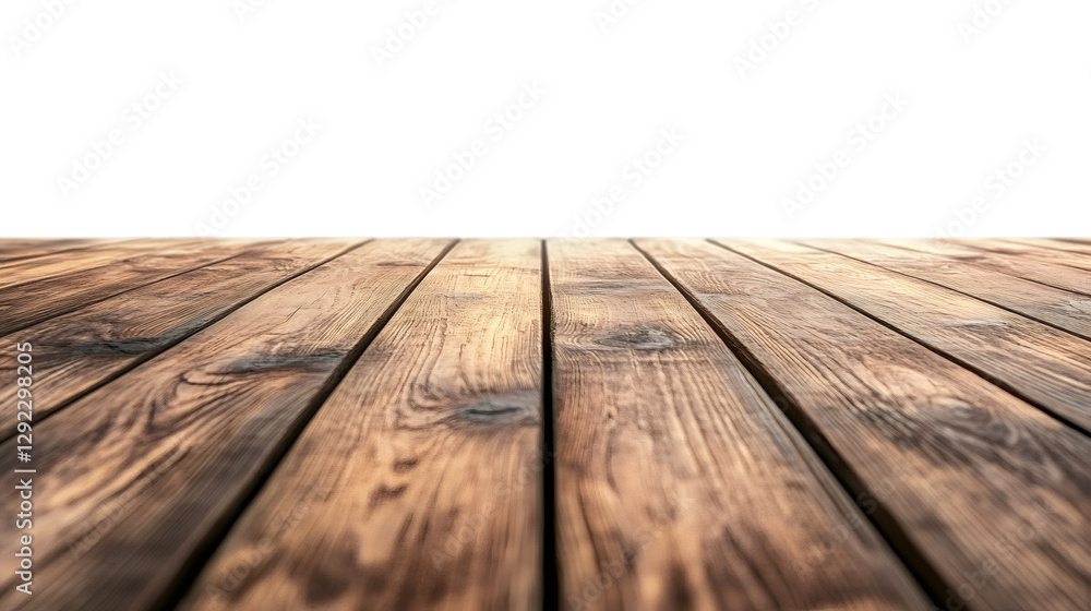 Poster Wooden table top with transparent background, ideal for showcasing products or creating rustic scenes