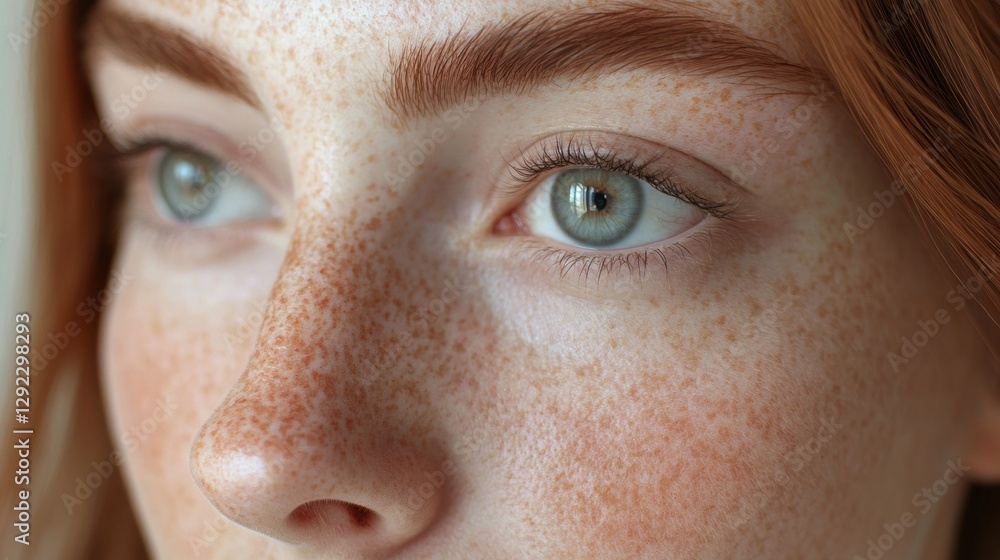 Poster close up of a womans face showcasing contrast between smooth skin and drawn lines, highlighting medi