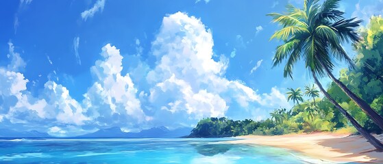 A panoramic view of the sky and clouds in a tropical setting.