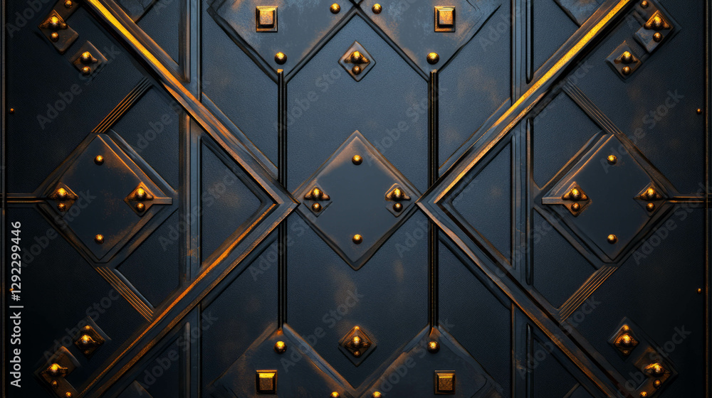 Poster modern geometric pattern on embossed metal background for design projects