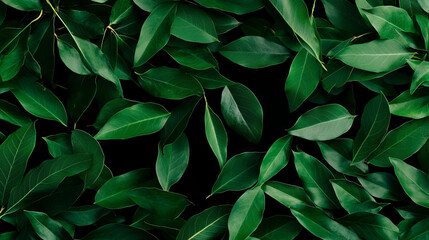 Fototapeta premium Lush green bay leaves falling pattern for nature and herbal design