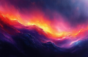 Vibrant Abstract Neon Art with Distorted Glitch Effects and Soft Backlight