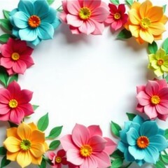 Colorful paper flower garland, white backdrop , garland, art, invitation