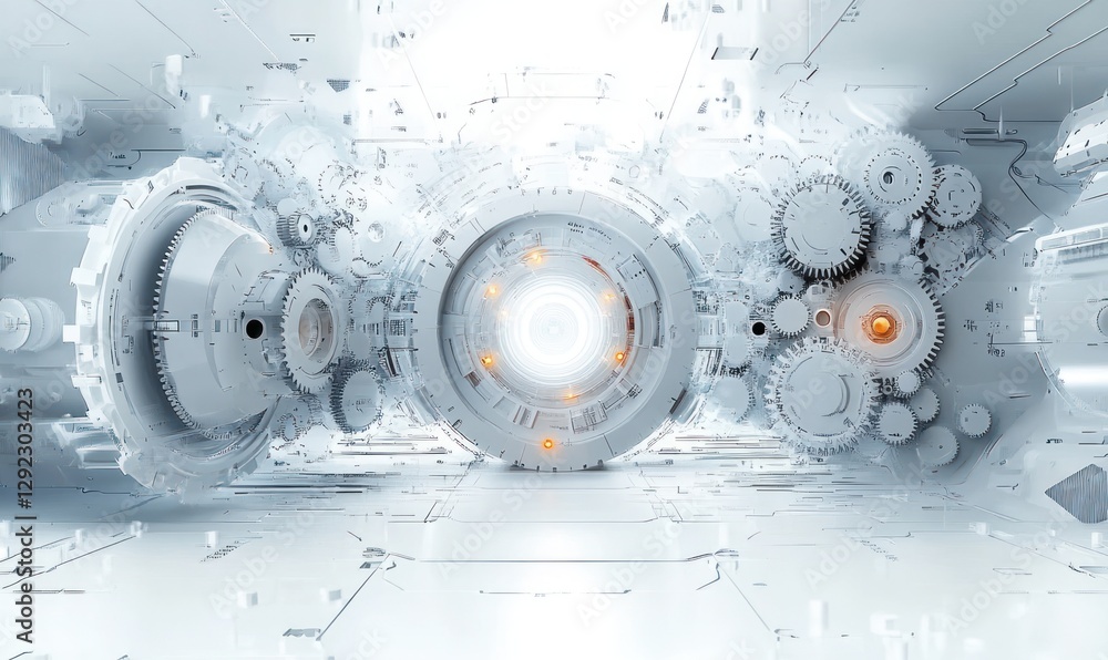 Aufkleber futuristic abstract design with interlocking gears and minimalist style