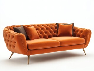 Stylish Orange Sofa in a Contemporary White Interior
