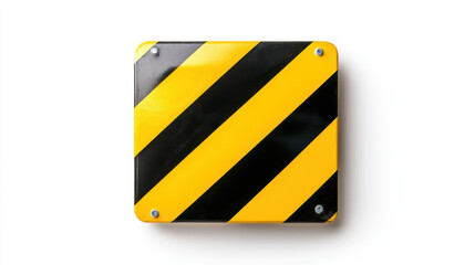 Bold warning sign with black and yellow diagonal stripes for caution