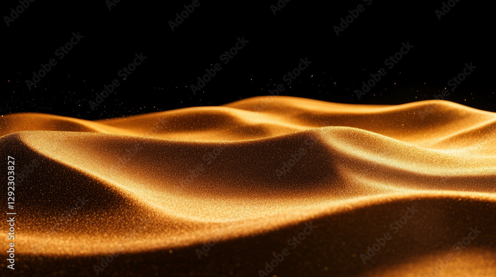 Poster golden sand waves with dynamic motion for creative design and background use