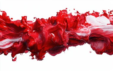 Vibrant Red Swirl and Abstract Paint Splash Isolated on White Background
