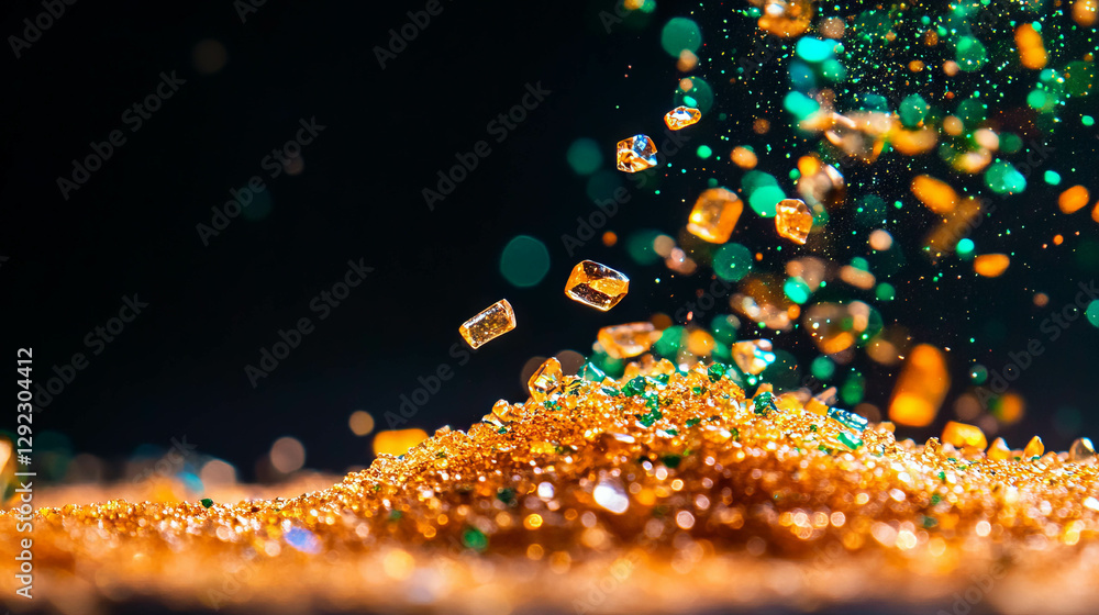 Poster vibrant falling sand and colorful particles in motion for dynamic background design