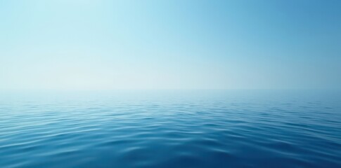 Obraz premium Calm blue ocean, misty horizon, tranquil water surface, waves, scenery, weather
