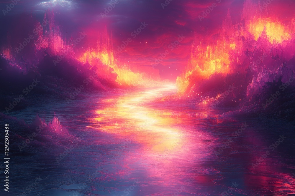 Poster glitch art abstract background with neon colors and distorted shapes