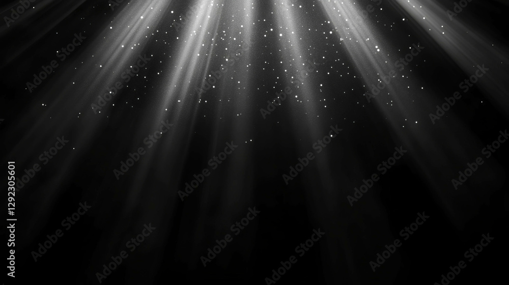Poster mystical falling light rays and blurred sparkling background for elegant designs