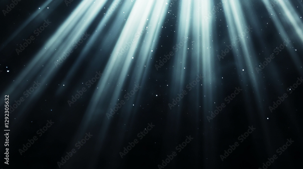 Poster ethereal background of falling white light rays with blurred effect for elegant design