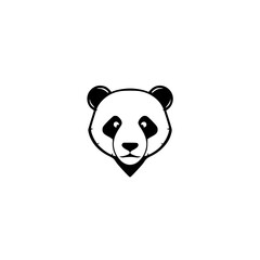 Minimalist Black and White Panda Face Logo, centered on white. Simple outline and style.