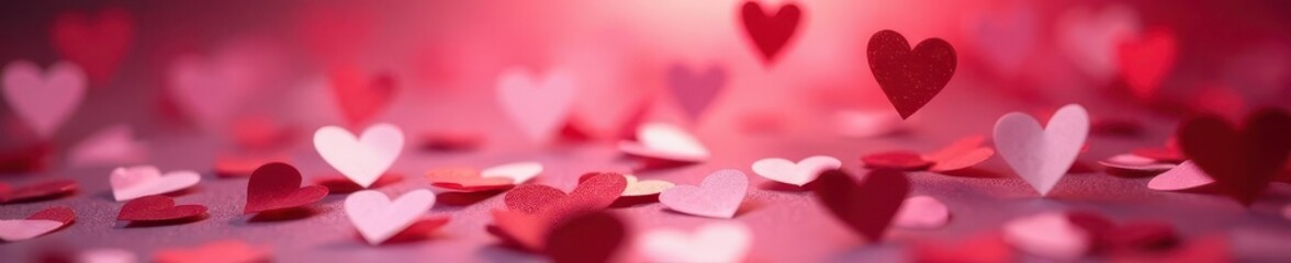Obraz premium Close-up of heart-shaped confetti, Valentine's Day ambiance , sweet, picture