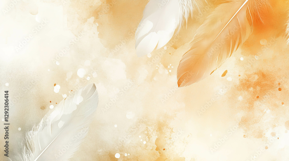 Poster ethereal feather texture background with soft airy details for design