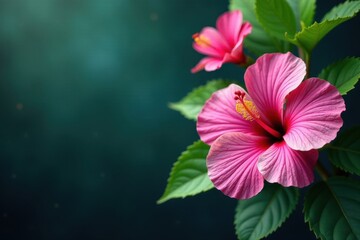 Vibrant hibiscus, orchids, lush leaves, exotic blooms , colorful, exotic, design